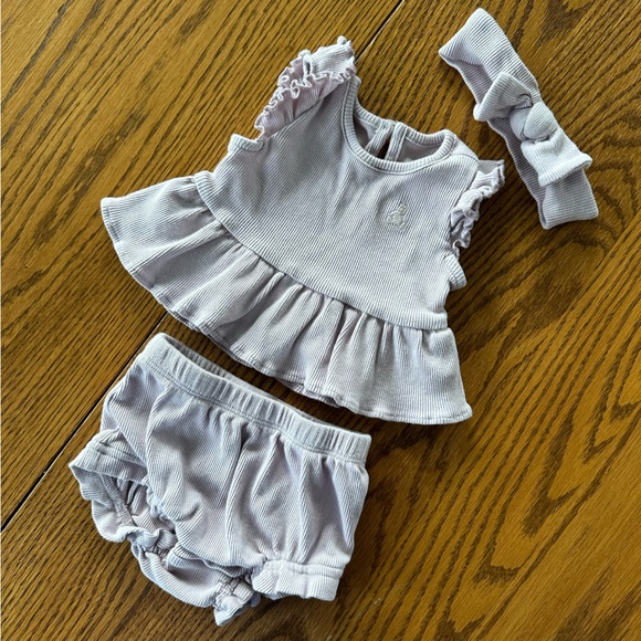 Baby Gap 3 Piece Ribbed Outfit in Pale Purple Plum, size 3-6M - Picture 4 of 12